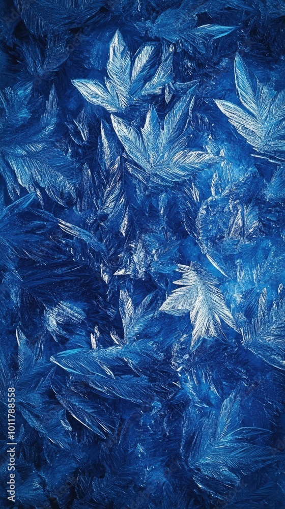 Wall mural a beautiful abstract design featuring blue leaves, creating a tranquil and serene background suitabl