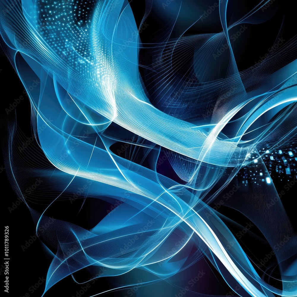 Sticker abstract blue waves create a dynamic and fluid background, perfect for technology or digital themes.