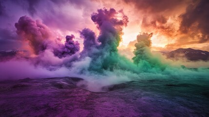 Fototapeta premium Dramatic Colorful Vivid Clouds at Sunset Landscape