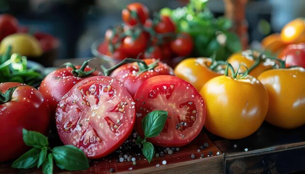 Organic cooking classes with fresh ingredients, vibrant and healthy, Culinary, Bright hues, Photograph, Green living