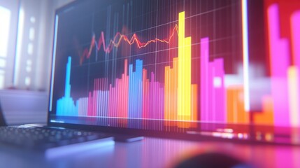 Colorful Data Visualization on Computer Monitor