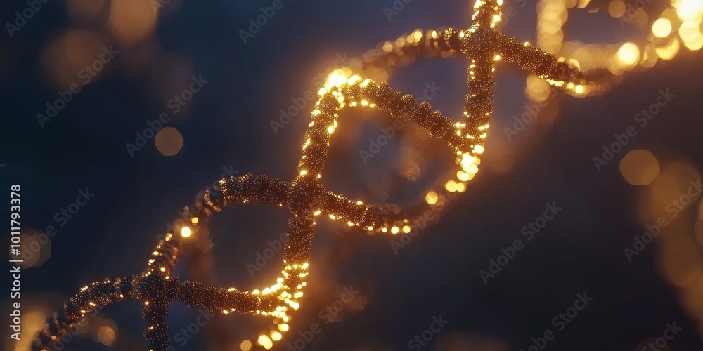 Poster molecular network of genes: illustrate a network of genes and molecules connected by strands of dna,