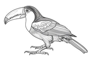 Obraz premium Coloring book illustration of a unique bird species