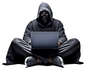 PNG Anonymous young man hacker in hood sitting playing laptop computer portrait electronics.