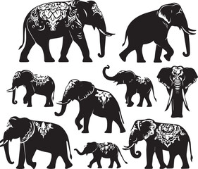 black Silhouette vector animal's  illustrations 