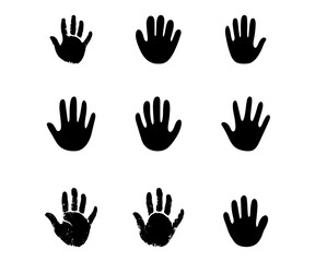 Handprint icon set. Handprint icon of people for symbol and sign. Sign and symbol of hand for graphic resource design. Icon sheet of handprints vector illustration
