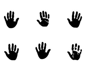 Obraz premium Handprint icon set. Handprint icon of people for symbol and sign. Sign and symbol of hand for graphic resource design. Icon sheet of handprints vector illustration 