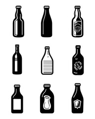 Set Beer bootles logo vector illustration. Emblem design for bar, club and grill. Octoberfest
