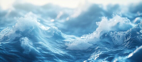 Close-up of foamy blue ocean waves.