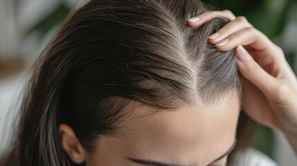 Fototapeta premium Woman Checking Hair Loss