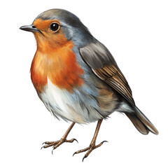 Fototapeta premium Red-breasted robin bird perched on a transparent background showcasing its vibrant colors and seasonal nature in wildlife.