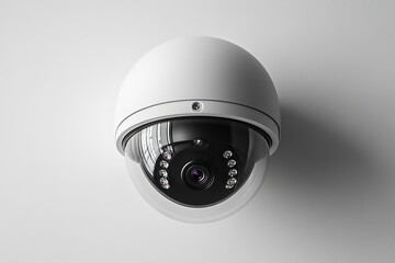 Surveillance camera against a white backdrop. Generative Ai