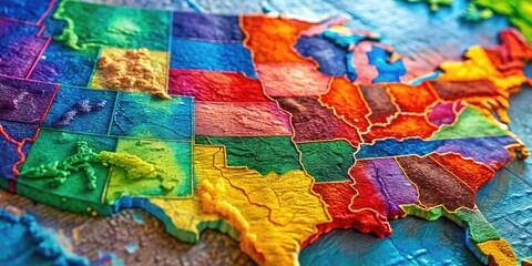 A Colorful Map of the United States Highlighting Different Regions and Their Unique Features