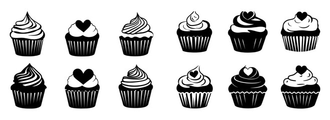 Cupcake design silhouette vector illustration
