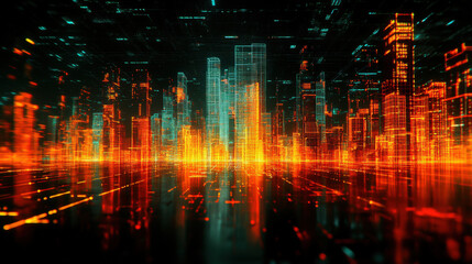 Fototapeta premium High-Precision Map of Smart City Infrastructure in Futuristic Style 