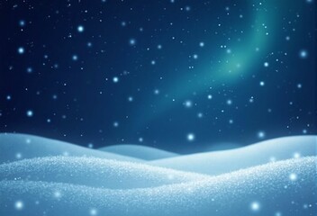 A Magical Winter Landscape with Northern Lights and Falling Snow - A Beautiful Night Scene with a Touch of Christmas Spirit