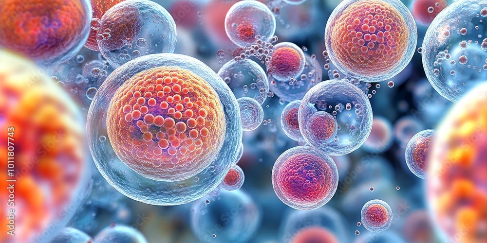 Fototapete cell membrane interactions: illustrate the interaction between multiple cells at the membrane level,