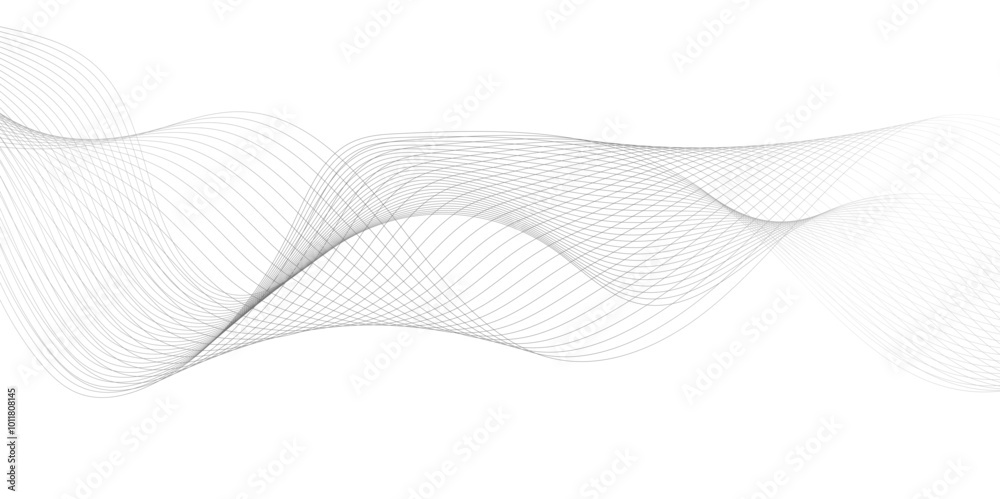 Poster curve wave seamless pattern of geometric lines, abstract black and white background with wave lines,