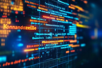 A vibrant digital landscape showcasing colorful lines of code against a dark, futuristic background, illustrating technology and virtual environments creatively.