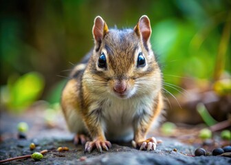 Obraz premium Adorable Chipmunk Feet on Soft Ground in Natural Habitat Capturing Wildlife's Intricate Details