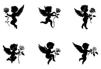 realistic angel baby with roses
