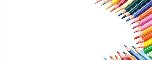Obraz premium Colorful pencils arranged in a vibrant array, perfect for creative projects and artistic expressions.