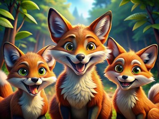 Adorable Fox Cartoon Characters in Various Poses and Expressions for Fun and Creative Projects