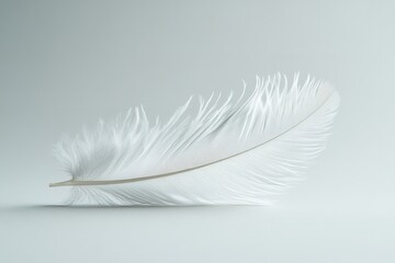 Obraz premium On a white backdrop, a white feather isolated. Generative Ai