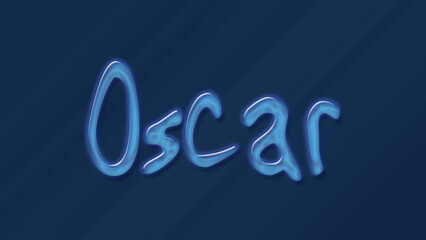 Water bubble 3D text effect of name Oscar 0n blue background.