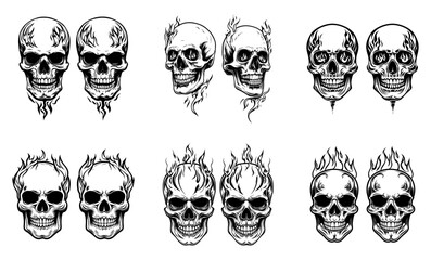 Skull and fire effect. tatto design. vector illustration.
