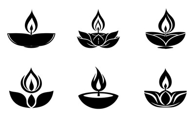 Diwali diya oil lamp flat vector icon for holiday apps and websites
