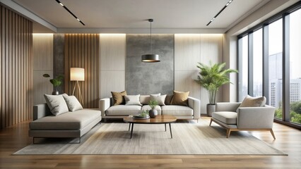 Fototapeta premium Sleek, minimalist modern interior design with neutral colors and clean lines, modern, interior, design, sleek
