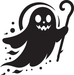A scary spooky night halloween festival haunted house ghost vector art flat design illustrations