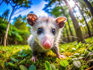 Adorable One Month Old Opossum Curiously Exploring Its Environment in a Natural Setting
