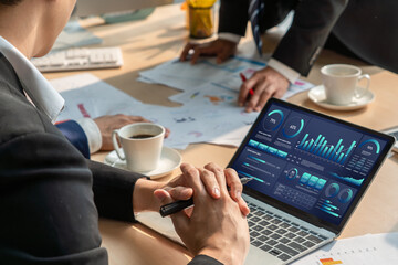 Business data dashboard provide business intelligence analytic for marketing strategy planning snugly with big data set to analyze customer demands and foreseeing business future