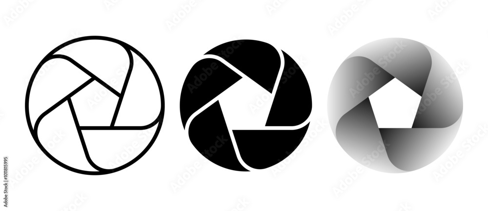 Fototapete set of circles with lines and gradient. a spiral with rounded ends in a circle as an icon, logo or s
