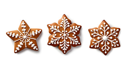 Christmas gingerbread cookies isolated on white background