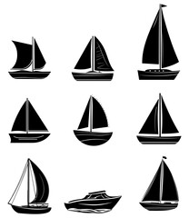 set of sailboat logo vector icon illustration, logo template
