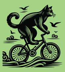 Cat funny silhouette vector