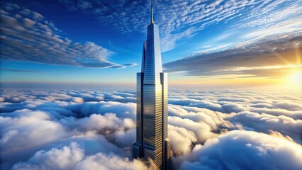 Skyscraper tower reaching an abnormally high altitude with 10000 floors, skyscraper, tower, building, high rise