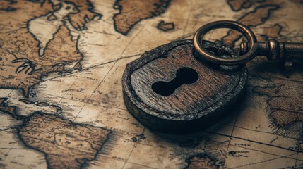 Fototapeta premium The combination of elements evokes a sense of adventure, exploration, and the idea of hidden treasures
