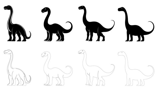 Brachiosaurus Dinosaur Vector Illustration Silhouette
