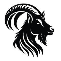 Fototapeta premium Black Goat Head. Goat Head Vector. Goat Head icon. Goat Head logo. Goat logo. Goat Head silhouette.