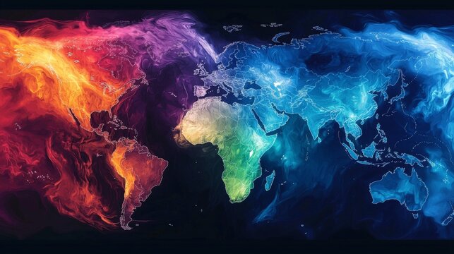 A digital weather map showing fluctuating air pressure systems over a continent, with lines indicating pressure gradients