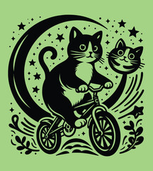 Cat funny silhouette vector