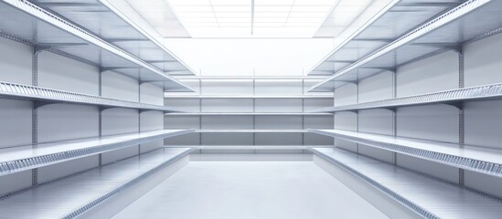 Obraz premium Empty supermarket shelves.