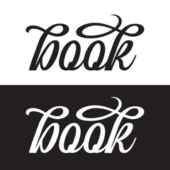 Book specials calligraphy lettering black and white ink Vector illustration isolated on white and black background. EPS 10