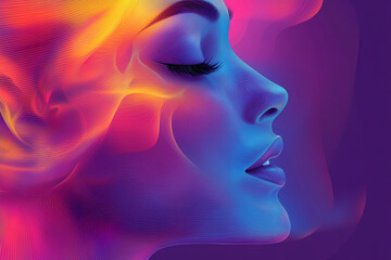 Fototapeta premium Abstract Facial Feature Illustration with Minimalist Design and Modern Artistic Look in Gradient Colors
