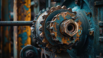 Machinery with intricate designs, rugged and functional, Urban, Cool tones, Photograph, Industrial tools