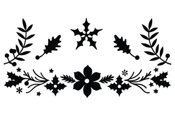 Fototapeta premium This elegant floral Christmas border design showcases intricate floral patterns, perfect for holiday cards, festive decorations, and seasonal digital templates. Ideal for creative prints and projects